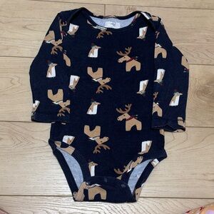 Carter's Navy Bodysuit with Reindeer Design
